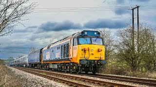 50007 dragging a Greater Anglia 720/5 in Derbyshire in 2022