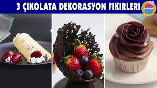 3 Çikolata Dekorasyon Fikirleri | Easy Chocolate Decorating Ideas | Kolay tatlı - Leziz Tatlar