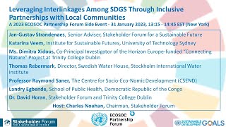 Leveraging Interlinkages Among SDGS Through Inclusive Partnerships with Local Communities Side Event