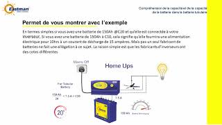 Understanding Battery capacity and rating in tubular battery in French with English Audio