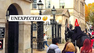 Lady Runs for Her Life as the King's Guard Displays Horsemanship Skills at Horse Guards, London