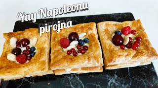 Meyvəli Napoleon Tortu - Mükəmməl Yay Napoleonu pirojnaları resepti. Tez və asan.