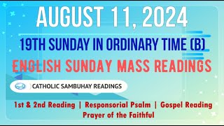 11 August 2024 English Sunday Mass Readings | 19th Sunday in Ordinary Time (B)