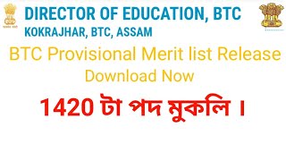 BTC Provisional Merit List 2021 ll 1420 Graduate Teacher Vacancy