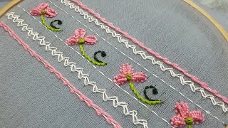 Hand embroidery of a border pattern,easy and beautiful