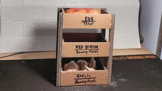 DIY || IDE KREATIF CARA BUAT RAK BUMBU DAPUR DARI KARDUS BEKAS | cardboard kitchen spice rack