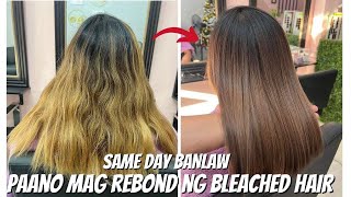 Bleached Hair Rebonding + BRAZILIAN PROTEIN + Color Toning (Same day banlaw) #haircolor #hair