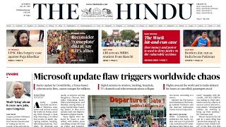 20 July 2024 - The Hindu Newspaper Today | The Hindu Editorial Analysis | Current Affairs Today