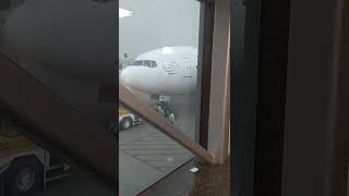 Moments before travelling in airplane