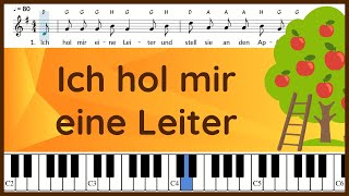 Ich hol mir eine Leiter | Herbstlied für Kinder | Text und Noten | Klavier