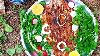 Grilled fish on charcoal with a magical seasoning:#food #asmr #nature #love