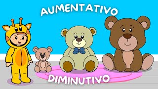 Aprender aumentativo e diminutivo das palavras -- Vídeo educativo com atividades