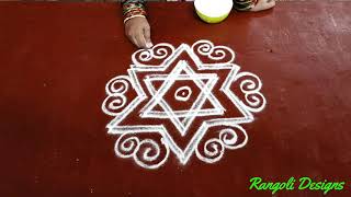 star rangoli designs with dots || latest colour kolam designs || new year 2020 muggulu