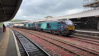 DRS class 68, 68001 & 68016 pass Bristol Temple Meads on a nuclear flask train - 19/05/23