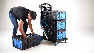 Large Twin Shelf Folding Trolley with Folding Basket