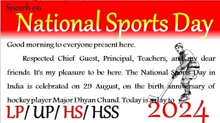 Speech on National sports day 2024 National sports day speech in English 2024 essay on sports day