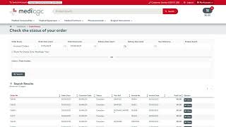 Medilogic HUB - Order History Page