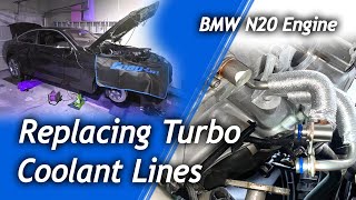 BMW 428i Replacing Turbo Coolant Lines Part 1, N20/N26 Engine "Removing The Turbo"