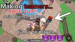 attempting to make TEAMERS RAGE QUIT in MM2! (playing on an ipad while i’m a PC PLAYER!)