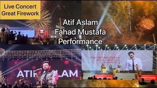 Atif Aslam & Fahad Mustafa live Concert | Biggest Firework at Al Jalil Gardens