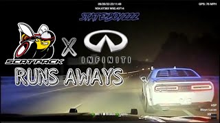 Scat Pack Chally & Infiniti Q50 Races Then Flees From The Law! | REACTION