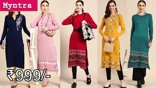 Myntra Top 15 Trendy & Beautiful Woolen Kurtis Collection