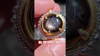 Bangsing antik serat junder warna gold / natural black sapphire lawas ring perak antik handmade