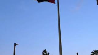 Morning breeze windy day blew UAE FLAG