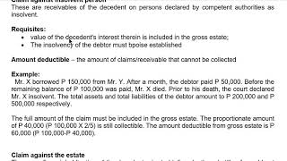 Estate Taxation | Deductions and Estate tax due