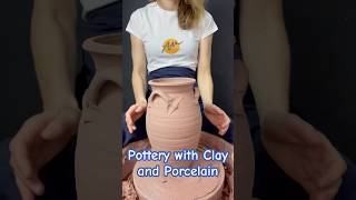 Brown Clay and Blue Porcelain #painting #asmr #pottery #YouTubeCreatorCommunity