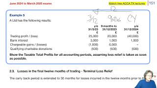 Chapter 17 Tax Adjusted Losses – Companies (part 2) -  ACCA TX-UK Taxation (FA 2023)