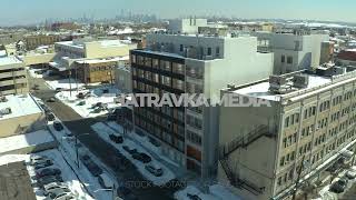 Winter Bayonne NJ Luxury Development 4K Aerial Stock Footage (February 2021)