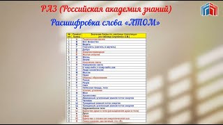 Расшифровка слова АТОМ