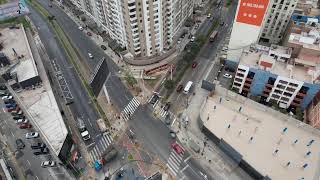 VUELO DRONE AV. UNIVERSITARIA CON AV. LA MAR COLECTOR DE SEDAPAL HUNDIMIENTO DE PISTA .