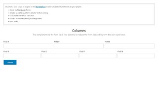 How to format the form fields into columns.