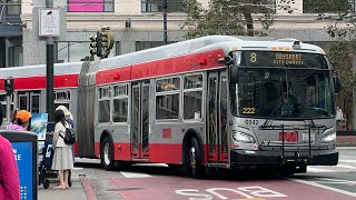 San Francisco MUNI 2015 New Flyer Xcelsior XDE60 6542 on route 8 Bayshore