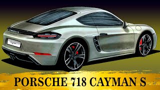 How to draw Porsche Cayman S | How to draw realistic car Porsche Cayman S | Как нарисовать Порше 718