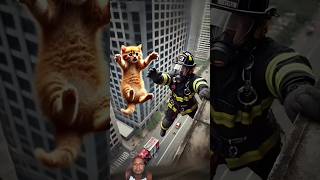 Cat Attempts Death-Defying Jump #cat #gingercat #cuite #aistories #shorts