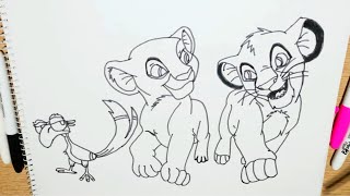 Simba, Nala & Zazu ¦¦ Lion King Drawing