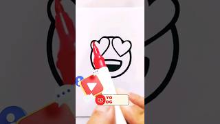 💫 How to Draw? Double Heart Red🖍️❤️😍❤️#color / Face Sticker / #colorart|🖌️🔴🟡⚪😍|#colors