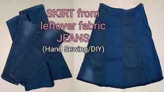 DIY || SKIRT FROM LEFTOVER FABRIC JEANS || AngelSew