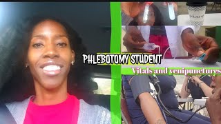 A DAY IN THE LIFE PHLEBOTOMIST STUDENT | Wk2 Phlebotomy School | VITALS & ORDER OF DRAW venipuncture