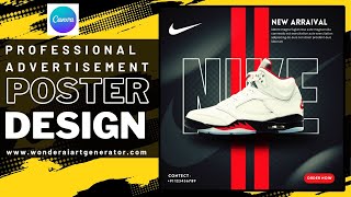 Canva Tutorial Advanced | Graphic Design | Modern Nike Poster Design ⚡ | Canva Tutorial