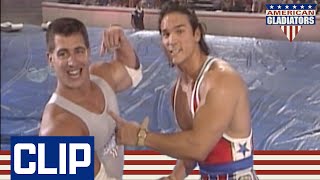 Great Sportsmanship Between Gladiator Nitro And This Contender | American Gladiators