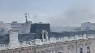 Intervenție pompieri incendiu clădire centrul Craiovei