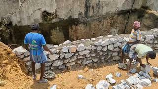 Strongest Well Foundation Construction || Stone Masonry Basement Well Construction work