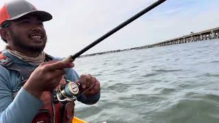 😱😱monster RED Drum on 15 pound line😱😱😱 stradic 2500 reel at CBBT using Chong’s jigs