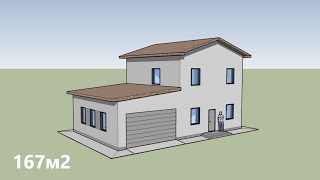 Двухэтажный дом 167м² Проект дома в SketchUp