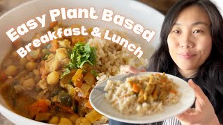 Plant Based HIGH PROTEIN Breakfast & Lunch | Chickpea scramble & Chickpea Curry w/ OYSTER MUSHROOMS!