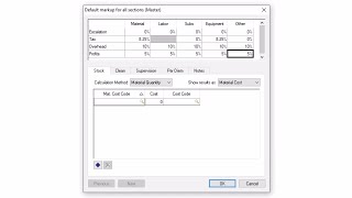 Quick Bid - Default Markups/Indirect Expenses